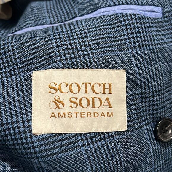 Scotch & Soda Double-Breasted Check Blazer in Blue, NWT, Size XXL - Picture 7 of 10